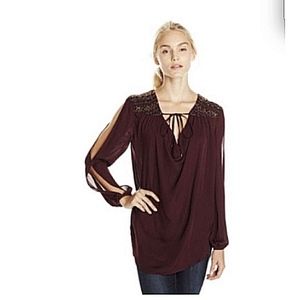 Haute Hippie V- Neck Blouse Shirt Embellished Sequ